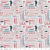 Riley Blake Coming Home C14426  Coast Guard Text Silver Silver