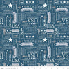 Riley Blake Coming Home C14428 Air Force Text Denim