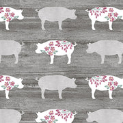 Benartex Chalk Barn 1632215B Pretty Pigs