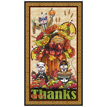 QT Fabrics A Pilgrim's Autumn Give Thanks Panel 30321E