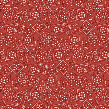 Blank Fabric Dressed Up On The Farm Bandana Red 3095-88