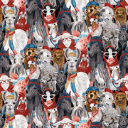 Blank Fabric Dressed Up On The Farm Gray Farm Animal Collage Faces 3098-95