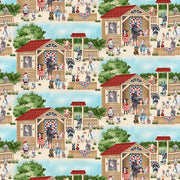 Blank Fabric Dressed Up On The Farm Light Blue Scenic Farm 3100-11