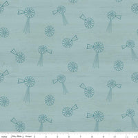 Riley Blake Designs Spring Barn Quilts Windmills Aqua