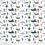 Riley Blake Coming Home C14420   Armed Forces Main White