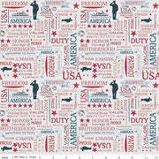 Riley Blake Coming Home C14426  Coast Guard Text Silver Silver