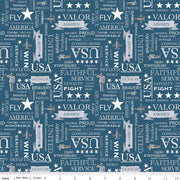 Riley Blake Coming Home C14428 Air Force Text Denim