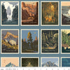 Riley Blake Legends of The National Park Postcards Blue