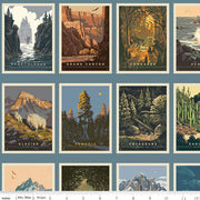Riley Blake Legends of The National Park Postcards Blue
