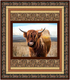 Hoffman Fabrics Highland Cow Panel Quilt Kit