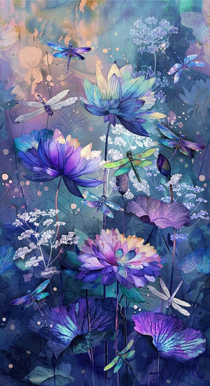 Timeless Treasures Dragonfly Mist Panel #199