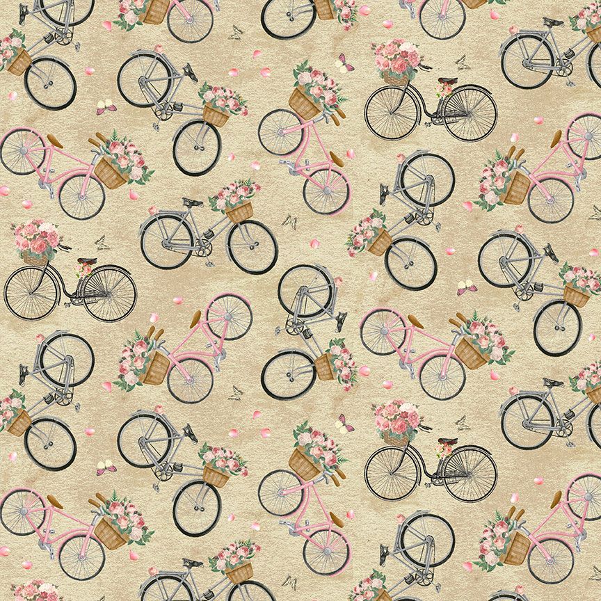 Timeless Treasures French Floral Bike CD2567