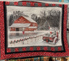 Red Barn Christmas Quilt – Handmade Holiday Throw | 51” x 46”