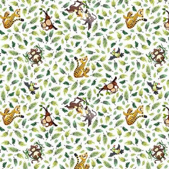 Clothworks Susy Bee Jungle Friends Tossed Animals