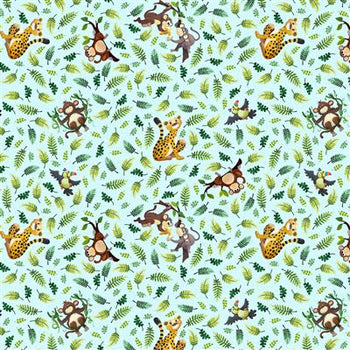 Clothworks Susy Bee Jungle Friends Tossed Animals