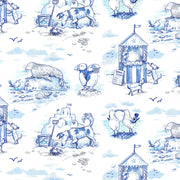 Clothworks Sandy Toes Y4044-90 Scenic Toile Blue