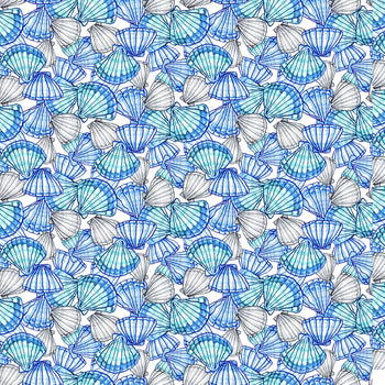 Clothworks Sandy Toes Y4047-90 Packed Blue Shells