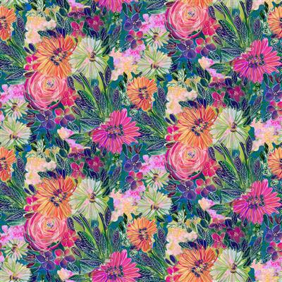 Clothworks Sunset Meadows Sketchy Floral