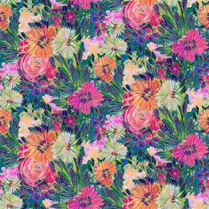 Clothworks Sunset Meadows Sketchy Floral