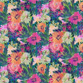 Clothworks Sunset Meadows Sketchy Floral