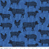 FFA® Forever Blue® Meat Cuts Blue Fabric By Riley Blake Designs