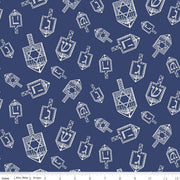 Festival of Lights Dreidel Toss Silver Sparkle Fabric By Riley Blake