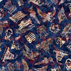 QT Fabrics 28142N Liberty, Glory, Freedom Patriotic Toss-Navy