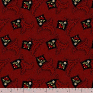 Marcus Fabrics R170855 0157 Red-Wispy Flowers