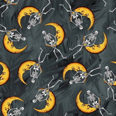 Blank Quilting Corp Halloween Countdown- Skeletons on Crescent Moons