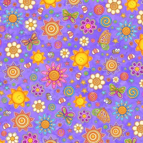 QT Fabrics Sunbright Sun and Flower Toss 28926 -V